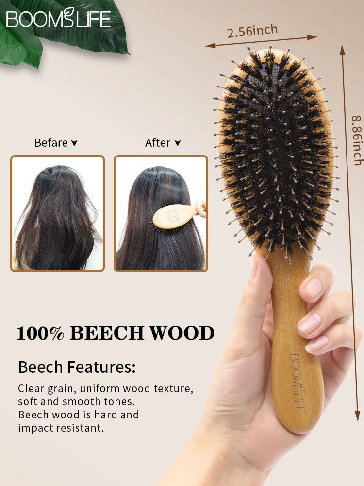 Boar bristle hairbrush