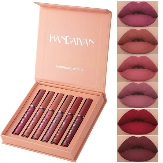 HANDAIYAN 6-Piece Lipstick Set – Waterproof & Long-Lasting Matte - Addoree