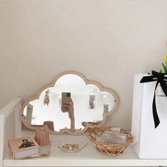 Cloud Shape Mirror Wooden Frame Acrylic Makeup