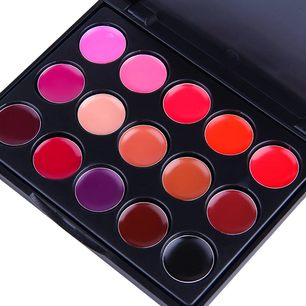 POPFEEL 15-Color Lipstick Palette – Long-Lasting & Korean Cosmetics