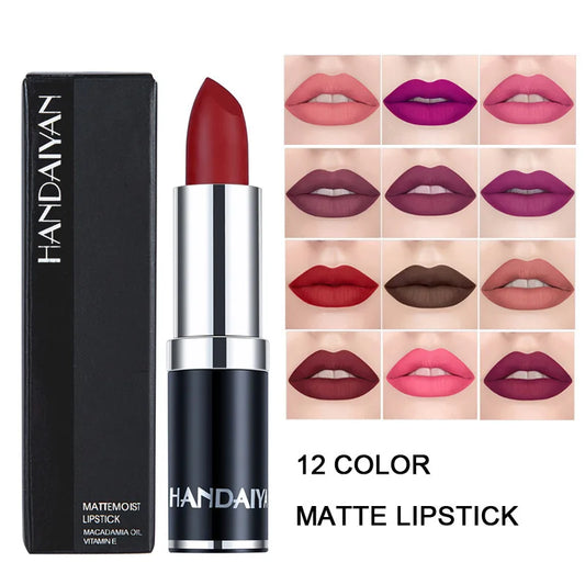 HANDAIYAN 12-Color Matte Velvet Lipstick – Long-Lasting & Waterproof