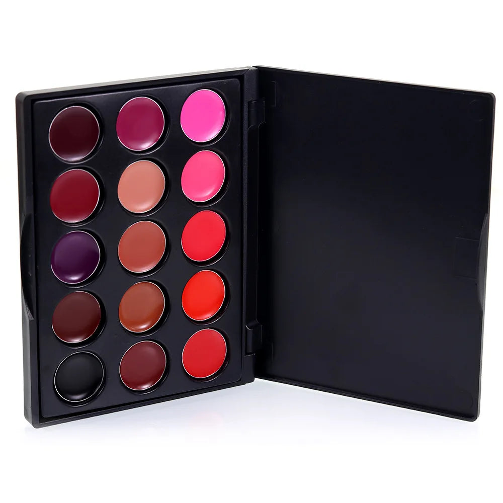 POPFEEL 15-Color Lipstick Palette – Long-Lasting & Korean Cosmetics