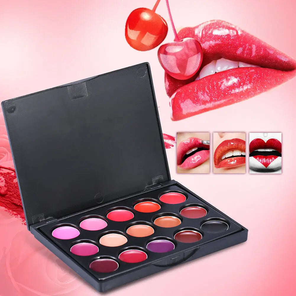 POPFEEL 15-Color Lipstick Palette – Long-Lasting & Korean Cosmetics