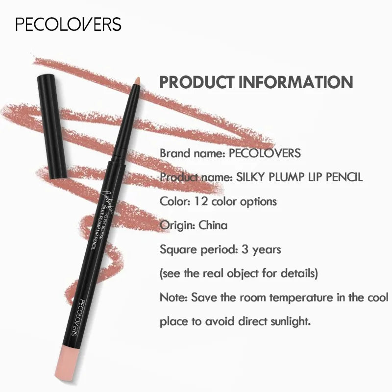 Waterproof Matte Lipliner Pencil 12 Colors Long Lasting
