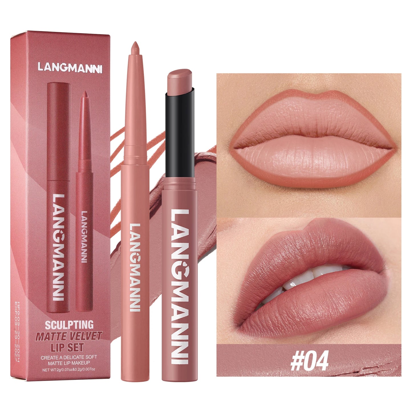 Waterproof Lip Liner and Lipstick Set