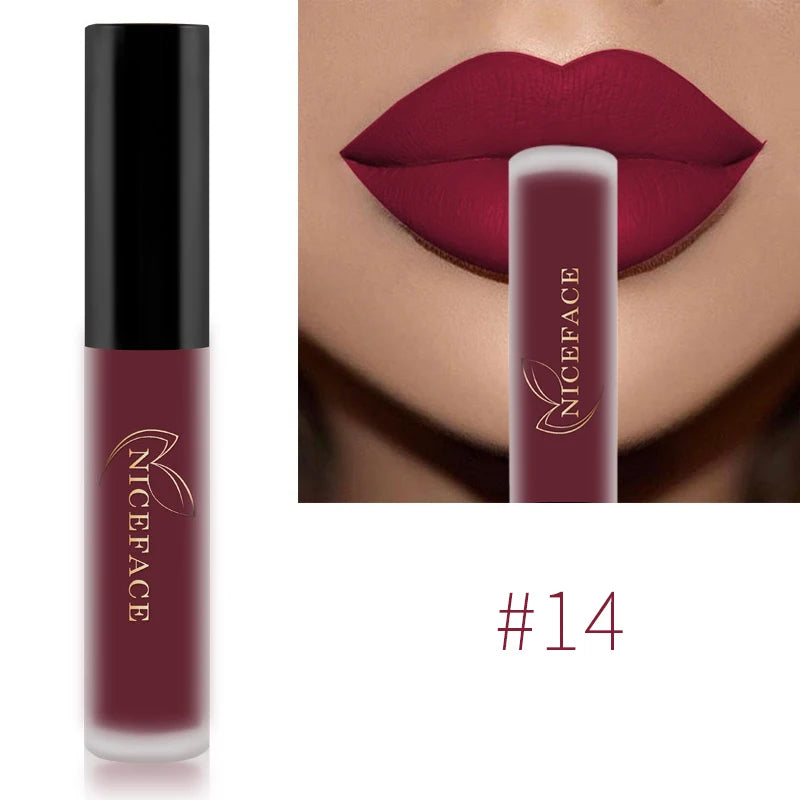 NICEFACE Hot Color Lip Gloss – Waterproof Matte & Long-Lasting