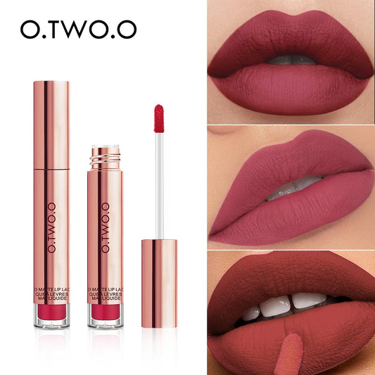 O.TWO.O 12-Color Velvet Matte Lipstick – Long-Lasting & Waterproof
