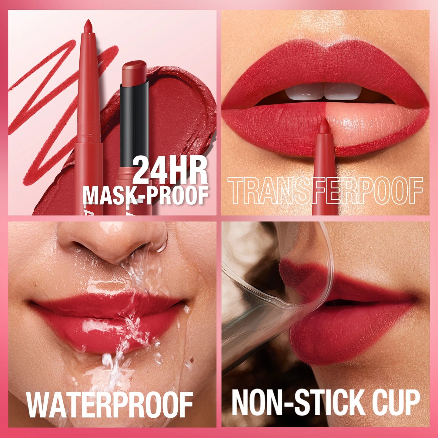 Waterproof Lip Liner and Lipstick Set