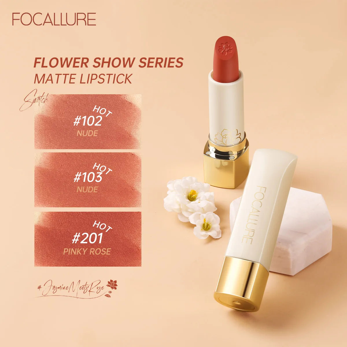 FOCALLURE 16-Color Matte Lipstick – Waterproof, High Pigment
