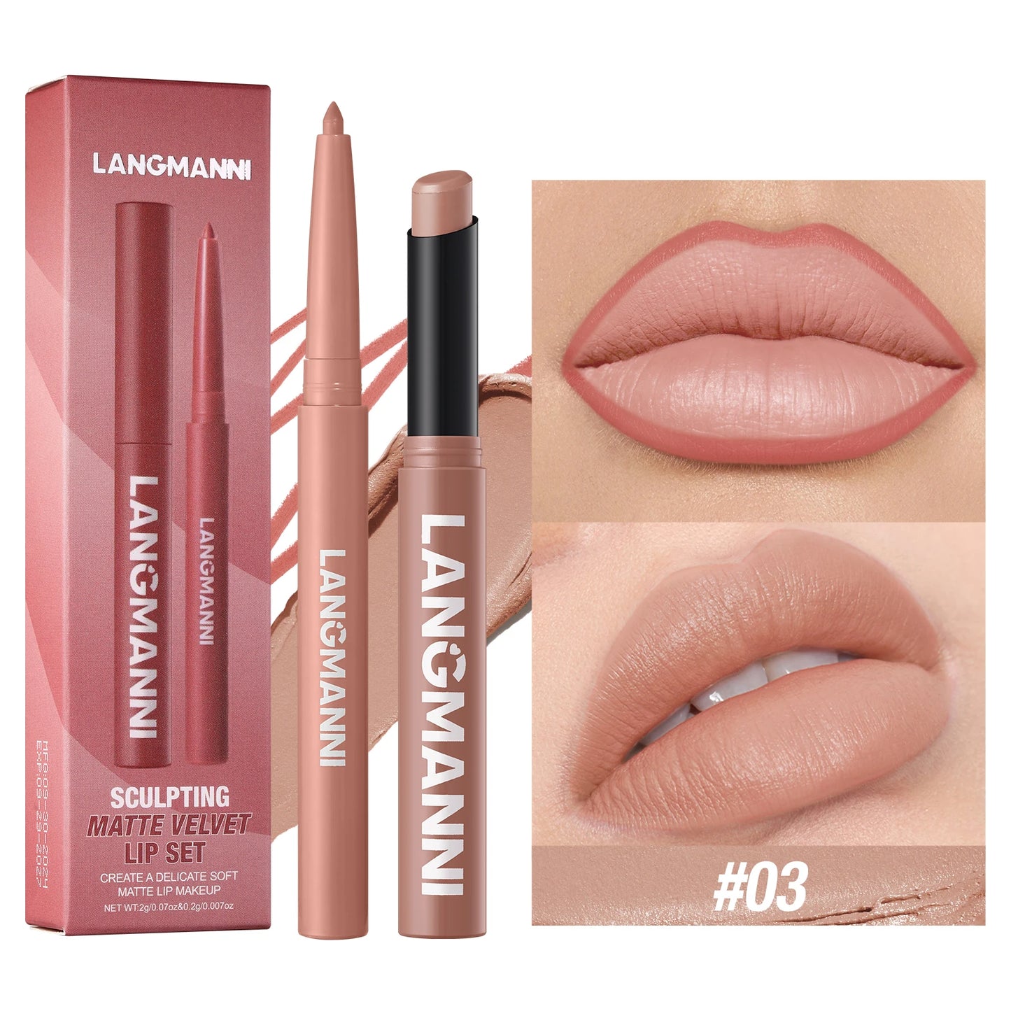 Waterproof Lip Liner and Lipstick Set