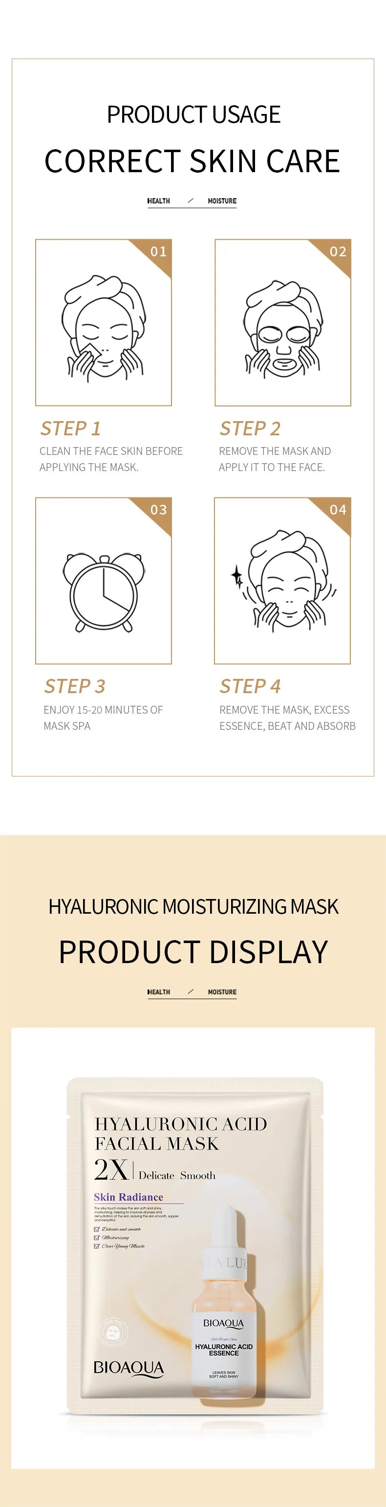 BIOAQUA Centella Collagen and Vitamin C Facial Masks with 20 units