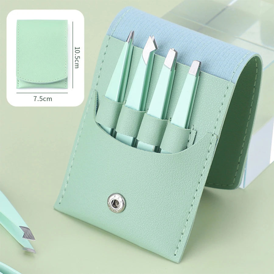 Set of 4 multicolored eyebrow tweezers