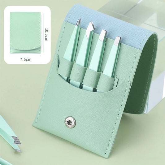 Set of 4 multicolored eyebrow tweezers