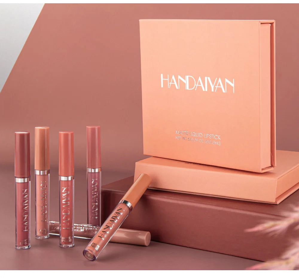 HANDAIYAN 6-Piece Lipstick Set – Waterproof & Long-Lasting Matte