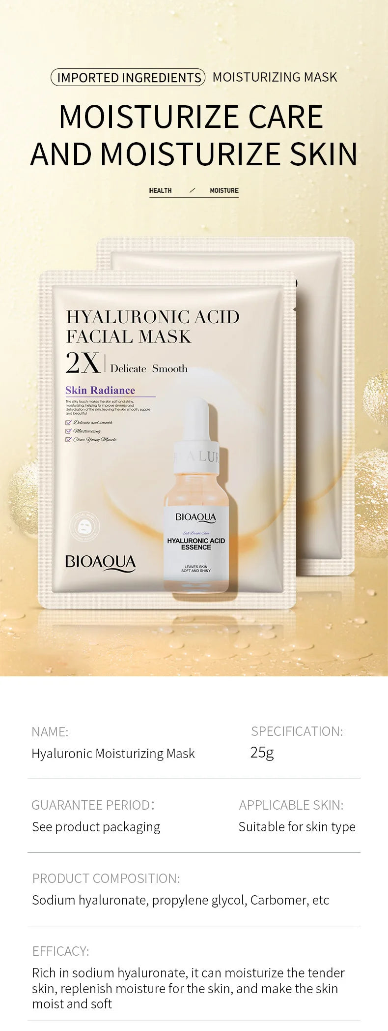 BIOAQUA Centella Collagen and Vitamin C Facial Masks with 20 units