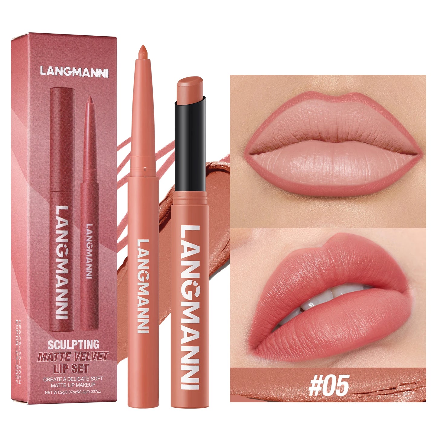 Waterproof Lip Liner and Lipstick Set