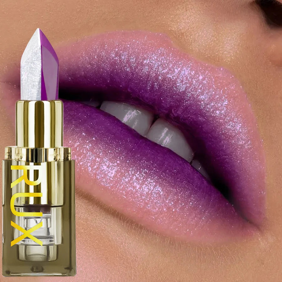 Purple Glitter Two-Tone Lipstick – Moisturizing & Long-Lasting