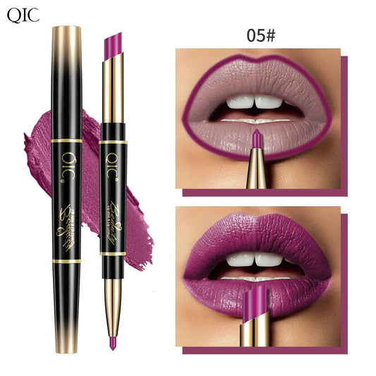 2-in-1 Waterproof Lip Liner & Nude Matte Lipstick – Double-Ended