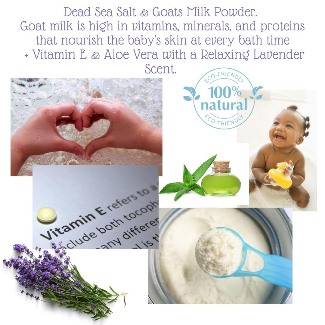 Natural Pacific Sea Salt - Tub Time Foaming Bath Salt Soak - Relaxing and Nourishing - All Natural with Goat Milk Powder, Lavender Essential Oil, Vitamins and Minerals – 24Oz