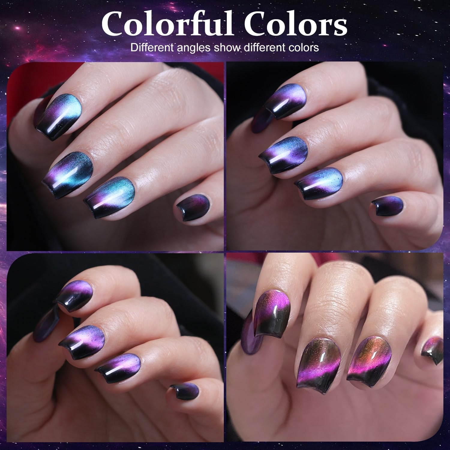 Cat Eye Nail Polish,Magnetic Effects with Chameleon Natural Air Drying Nail Art Salon Manicure Home(A02, 10ML)