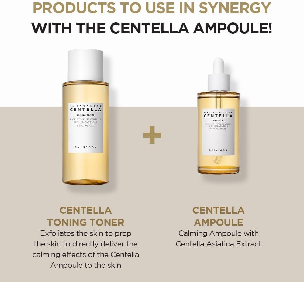 Madagascar Centella Asiatica Ampoule Facial Serum 1.85 Fl.Oz, 55Ml, Soothes Acne Prone and Sensitive Skin