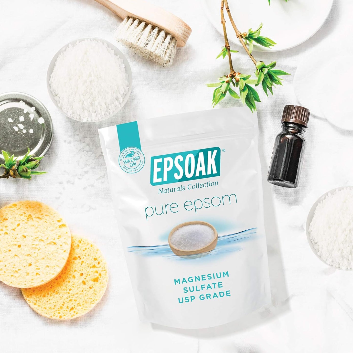 Epsom Salt 5 Lb Resealable Bulk Bag, Magnesium Sulfate USP. Unscented, Made in the USA, Cruelty-Free Certified