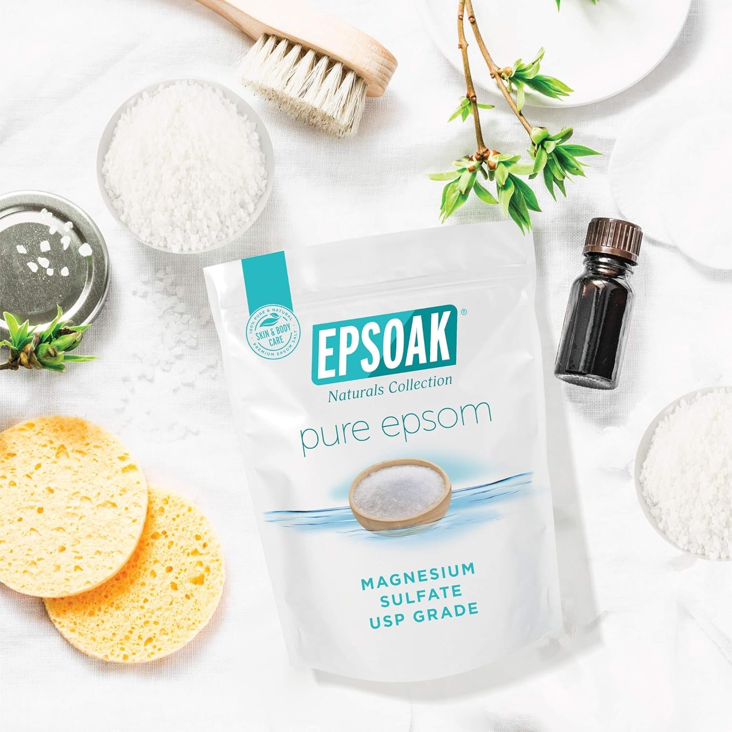Epsom Salt 5 Lb Resealable Bulk Bag, Magnesium Sulfate USP. Unscented, Made in the USA, Cruelty-Free Certified