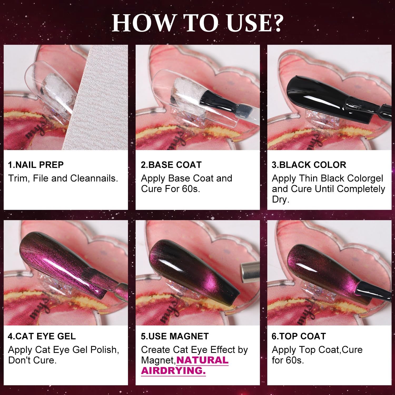 Cat Eye Nail Polish,Magnetic Effects with Chameleon Natural Air Drying Nail Art Salon Manicure Home(A02, 10ML)