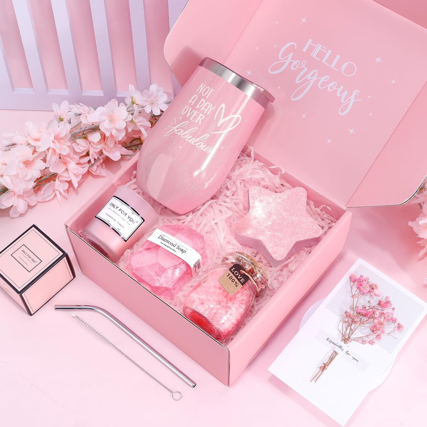 Rose Spa Gift Basket Set - Thoughtful Gifts for Women: Ideal for Birthdays, Christmas, Valentine's Day, Mother's Day - Perfect for Moms, Girlfriends, Best Friends, Sisters, Wives, Teachers, and Nurses