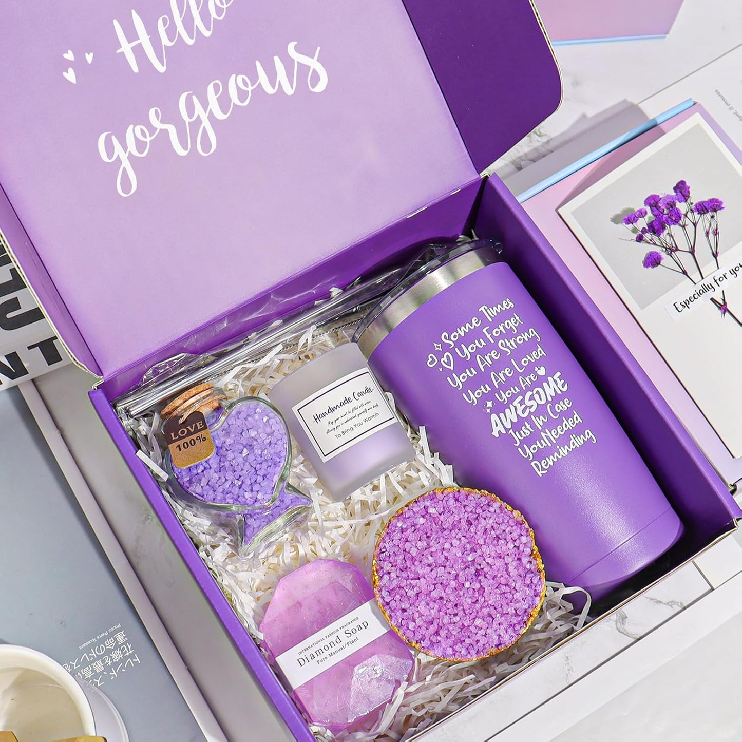 Lavender Spa Gift Basket Set for Women - Perfect Birthday Gifts for Mothers, Sisters, Daughters, and Friends