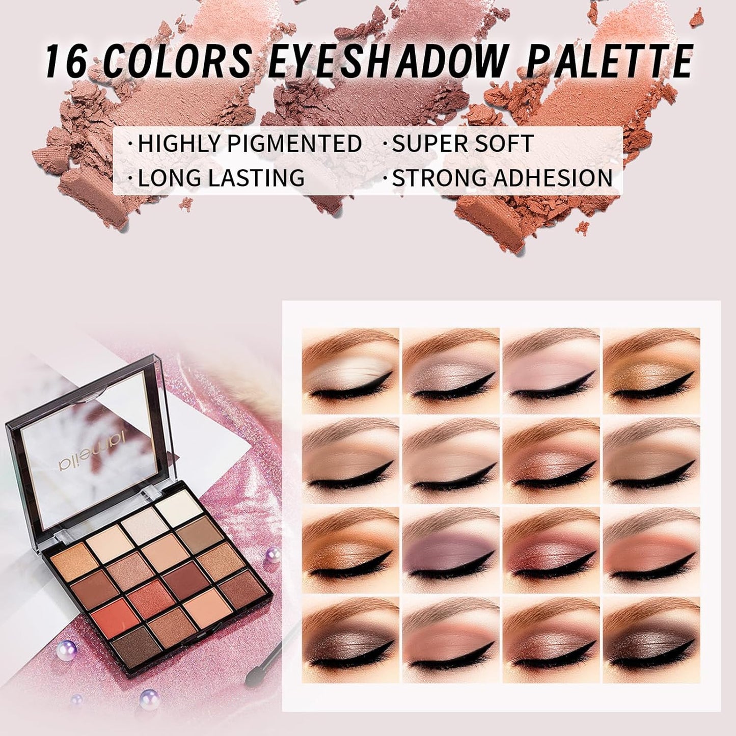 Makeup Set for Girls & Women, Full Face Kit, Travel Kit, Present Set, Eyeshadow, Foundation, Blusher, Eyeliner, Lip Gloss, Makeup Brushes & Sponge Bag